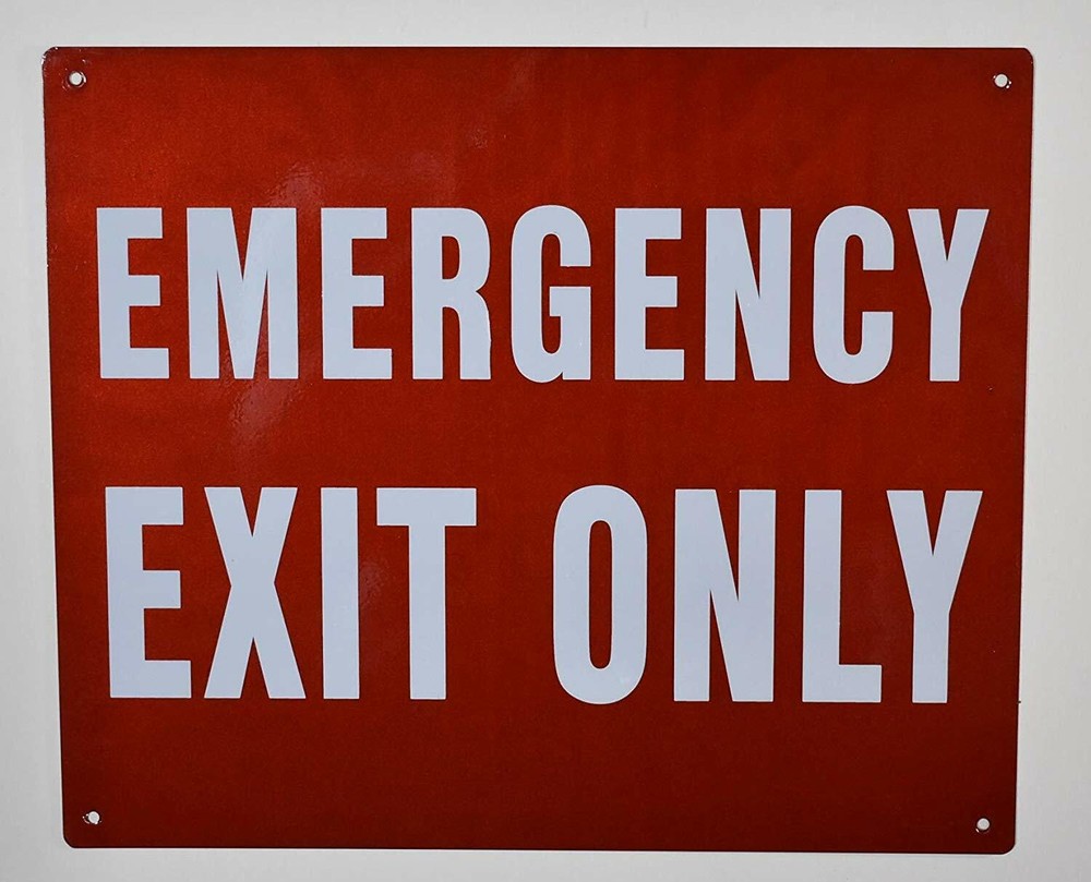 Emergency EXIT ONLY Sign (Reflective !!,, RED Background, 10X12 inch)-REF24-1027