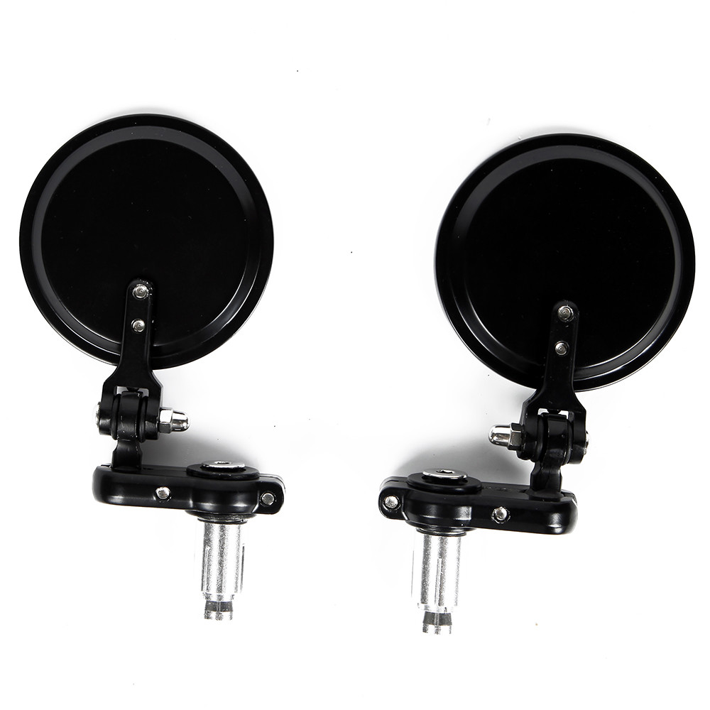 FOLDABLE BLACK 3" ROUND BAR END MIRRORS FOR 1" HANDLEBAR FOR HARLEY MOTORCYCLES