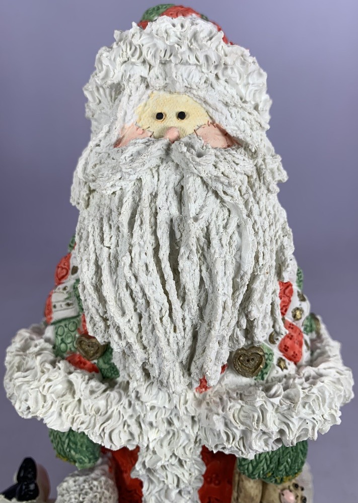 Patchwork Santa Figure With Animals 7”
