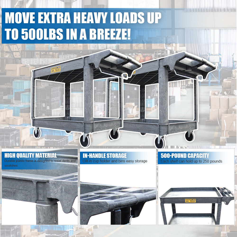 24*36 Inch Heavy Duty Service Polypropylene Utility Cart Tools Organizer Rolling