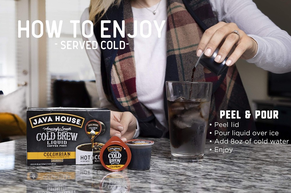 Java House Cold Brew Coffee Concentrate Single Serve 1.35 Fl Oz (Pack of 6)
