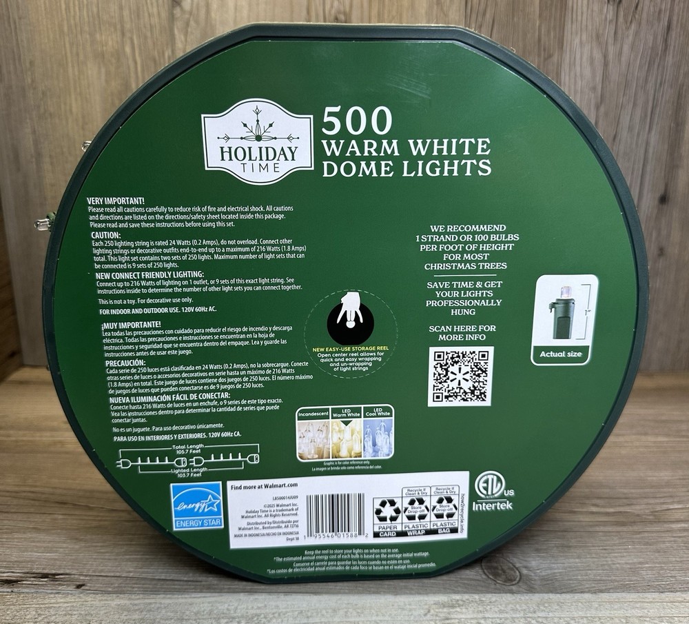 Holiday Time 500-Count Warm White LED Dome String Lights