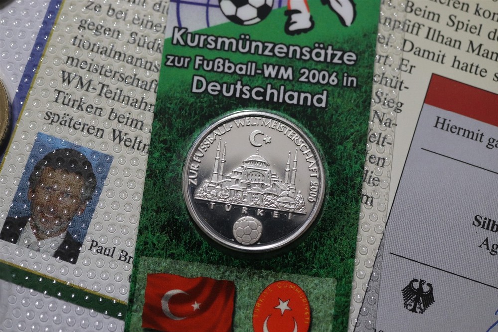 🧭 🇹🇷 TURKEY 2006 MINT SET GERMANY WORLD CUP + SILVER MEDAL B84 #13