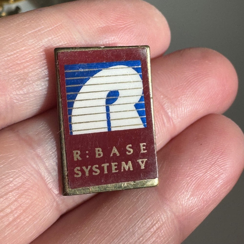 Vintage R:Base System V Lapel Pin IBM PC Relational Database Software