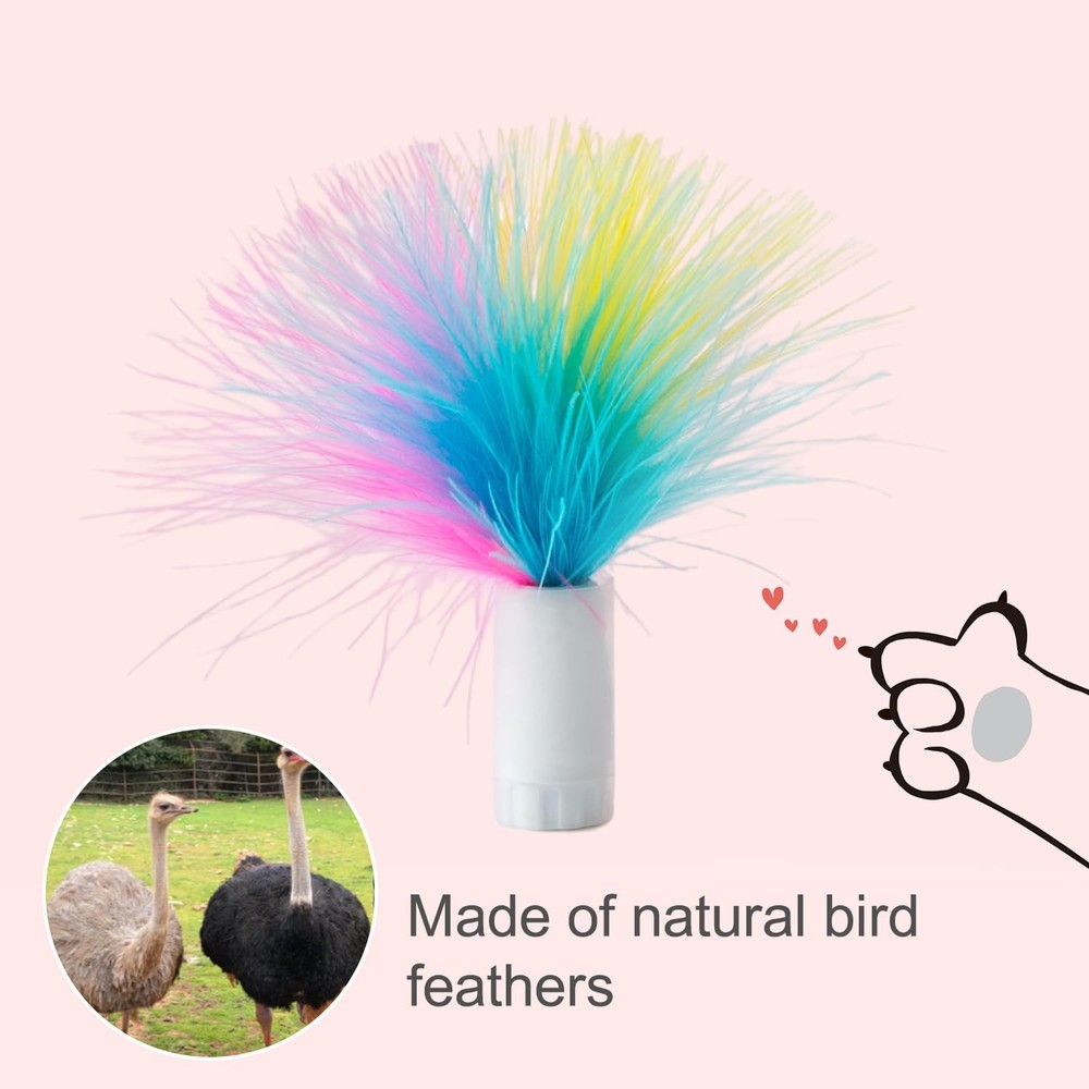 12 PCS Interchangeable Cat Feather Toys Replaceable Feather Fluffy Toy Set