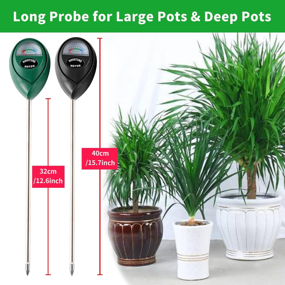 Extended Long Probe Soil Moisture Meter, 2 Pack Plant Water Meter Soil Meter ...