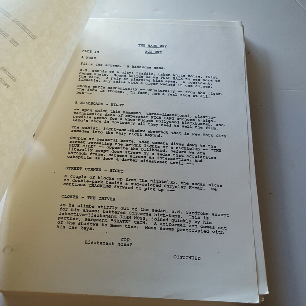 The Hard Way Movie Screenplay Script Daniel Pyne 1987 Universal Michael J. Fox