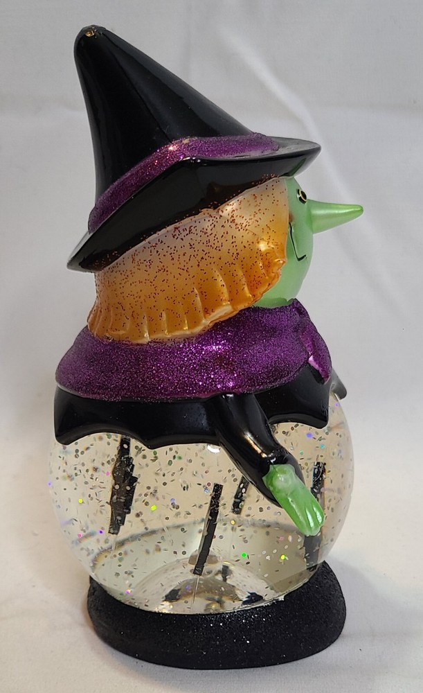 Halloween Witch Snowglobe - Bats Flying Lights Up With Different Colors