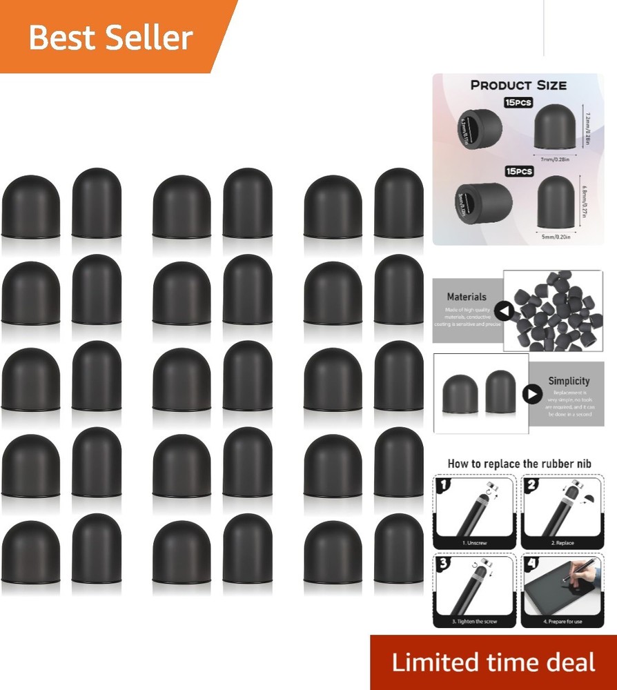 30 Pcs Silicone Stylus Pen Tips - Universal Nibs for Smooth Touch Screen Use
