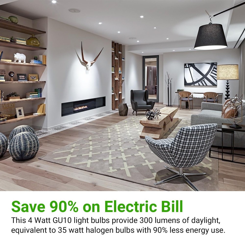 GU10 LED Light Bulbs NonDimmable, 4W, 5000K Daylight White, 300LM, Equivalent...