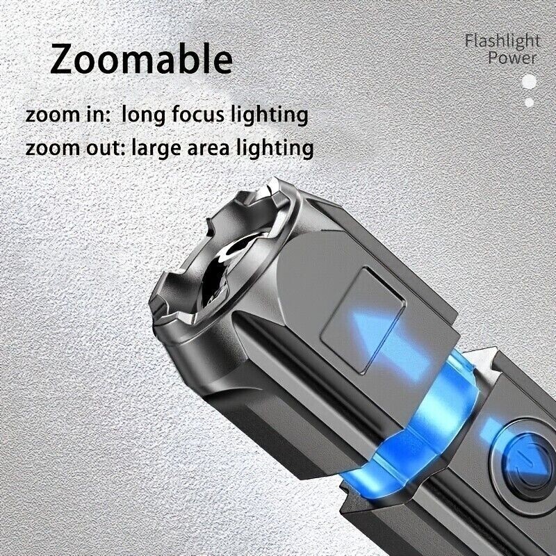 2000 Lumens Super Bright LED Tactical Flashlight USB Work Light Zoomable