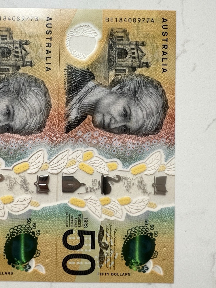 Australia $50 x 5 Next Generation Notes. UNC Consecutive Serial Numbers Perfect