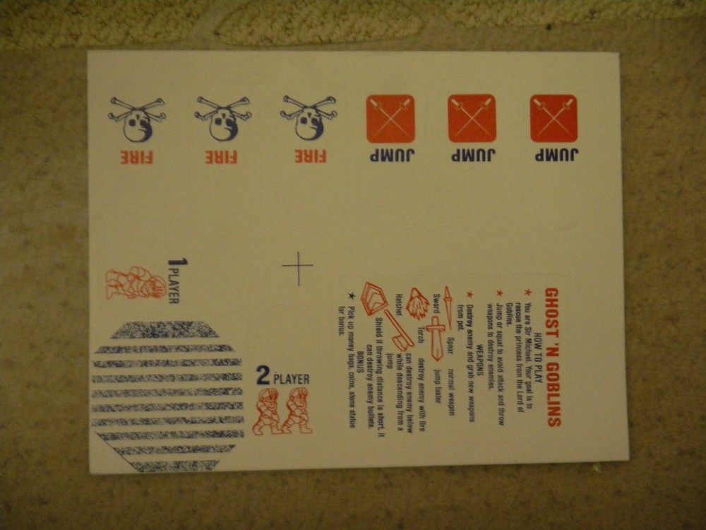 GHOST  'N and GOBLINS control panel sticker  set  arcade video game part
