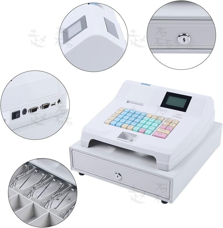 48Key Desktop Electronic Cash Register POS Casher Digital LED Display w/ Drawer