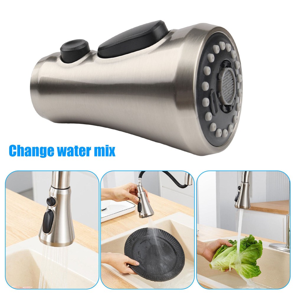 Kitchen Faucet Spray Head 3-Mode Pull Down Out Nozzle Sprayer Replacement Parts