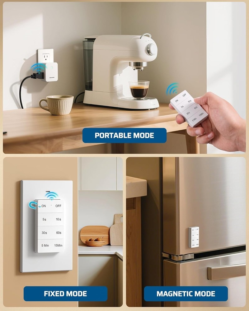 Garbage Disposal Wireless Switch, Buckle Design & Removable Remote Control Outle