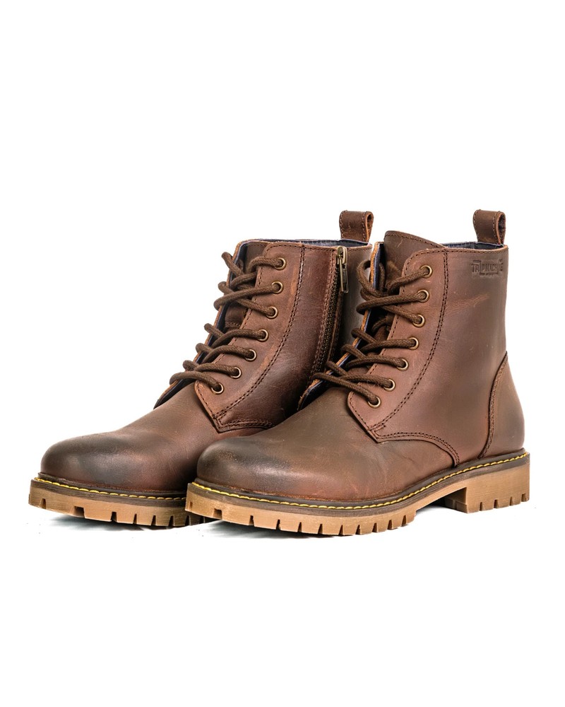 Trip Machine Boots Buff Leather Hellcat Mocha BTHCM38 Womens Size 38