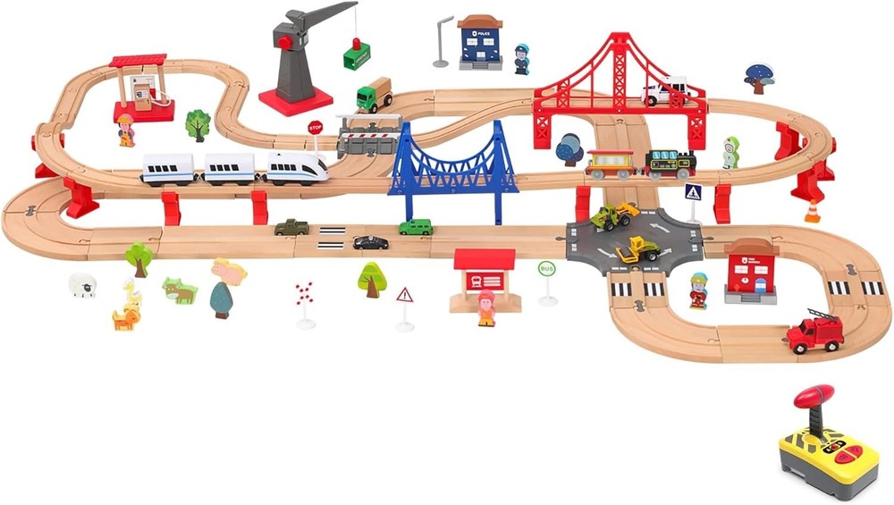 Retro Remote Control Wooden Train Set – Compatible with Thomas & More
