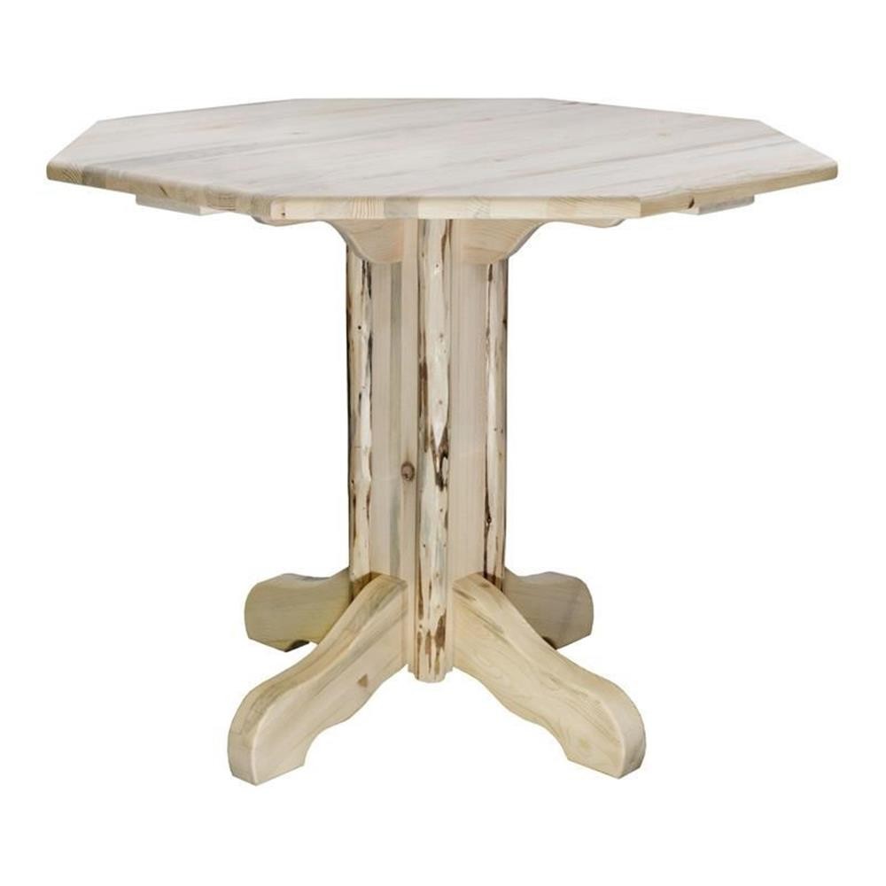 Pemberly Row Hand-Crafted Transitional Wood Pub Table in Natural