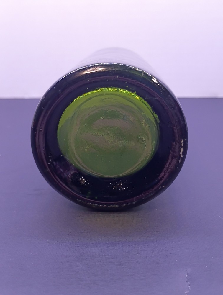 Antique Olive Green Glass Bottle About 10”