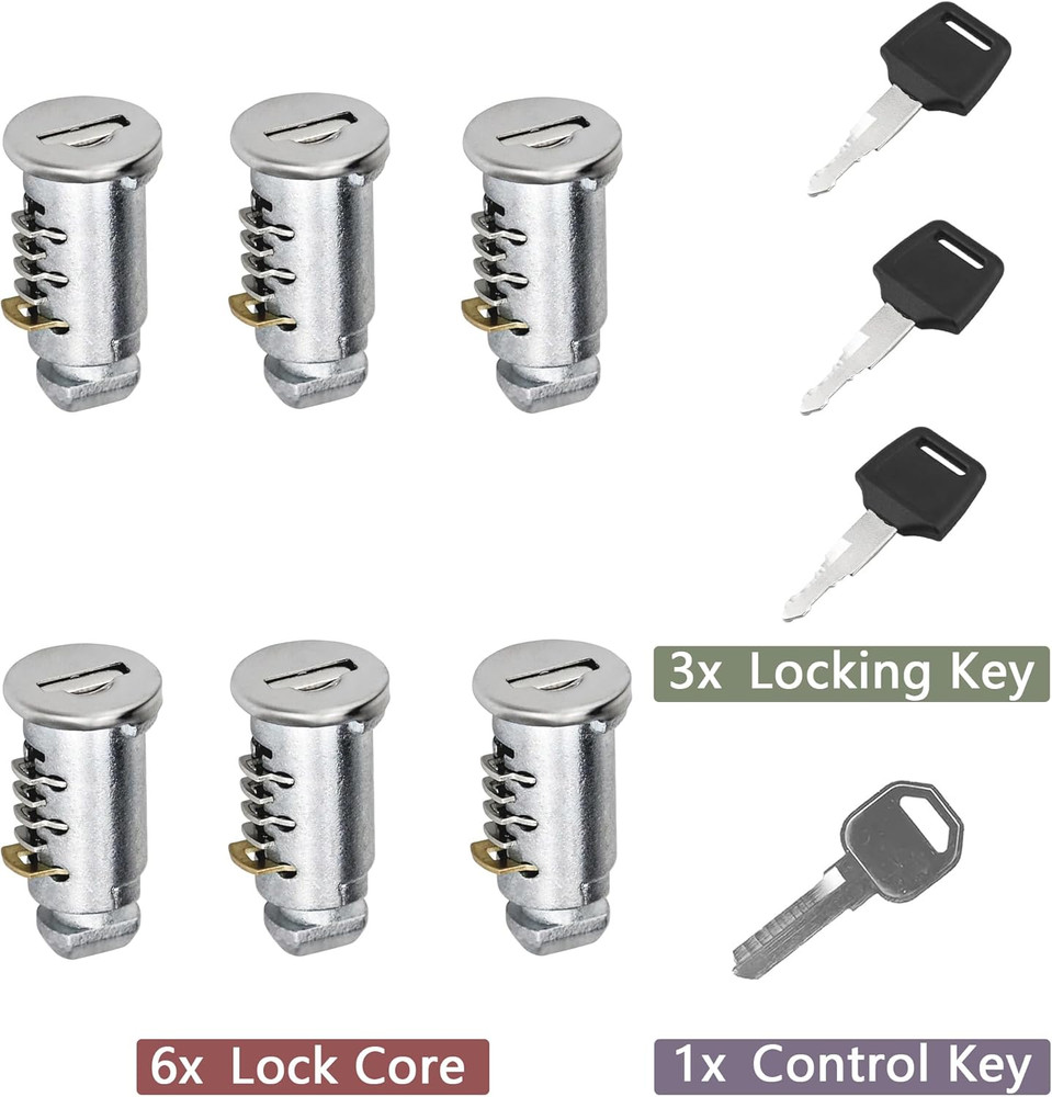 6 Pack Lock Cores Compatible with Thule One-Key System Lock Cylinders, Key Cylin