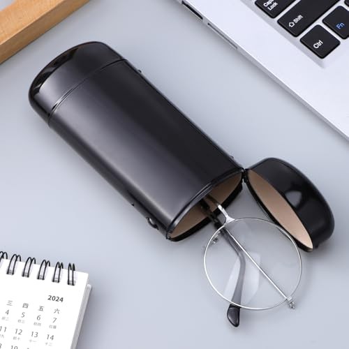 Metal Eyeglasses Case Side Button Closure Compact Hard Shell Sunglass Holder