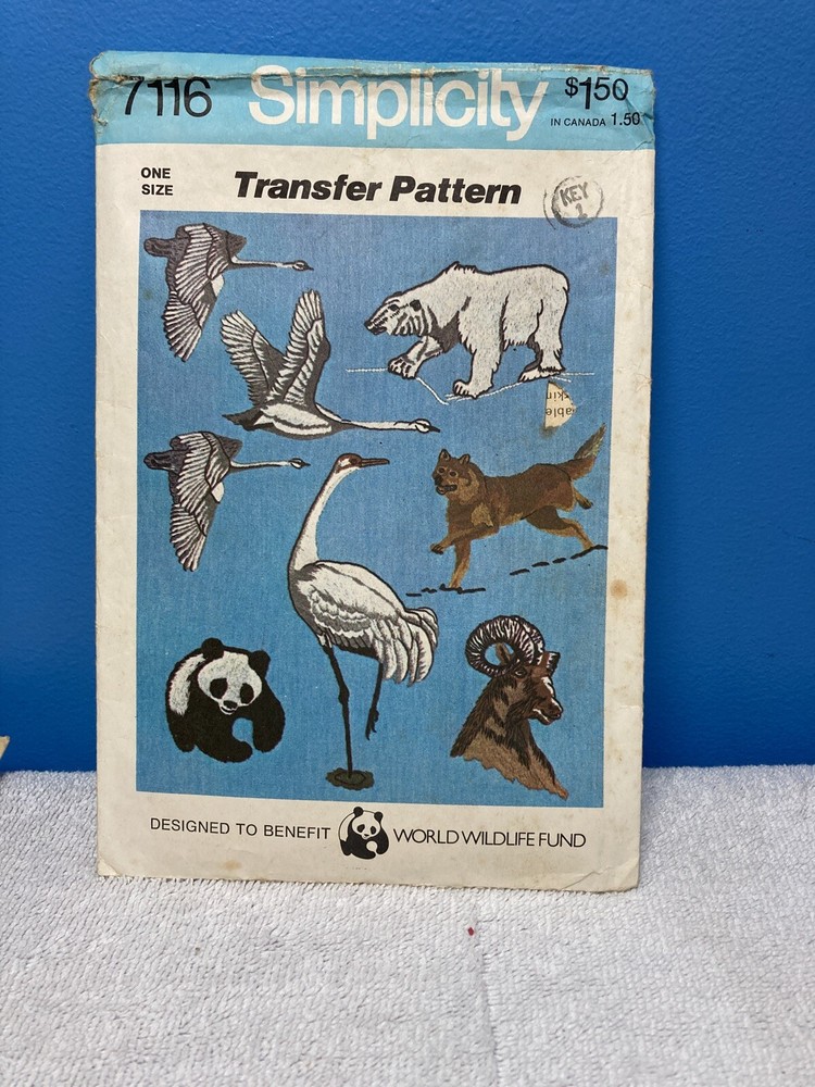 Endangered Species Simplicity 7116 VINTAGE TRANSFER PATTERN