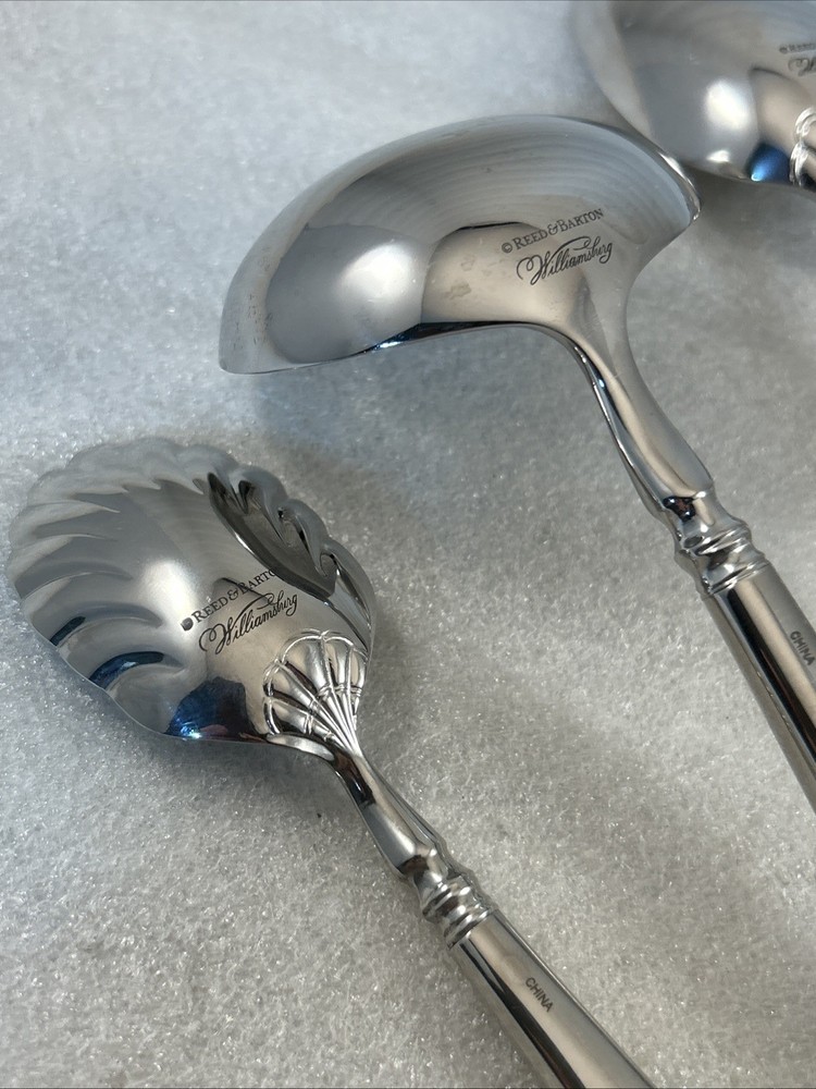 7 pc Reed & Barton Gloucester Shell Williamsburg Stainless Serving Flatware Set