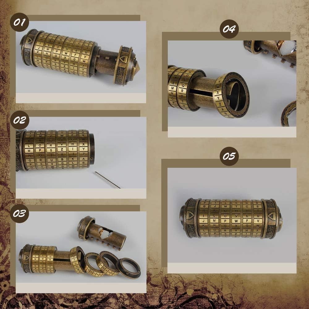 Cryptex Da Vinci Code Mini Cryptex Lock Puzzle Boxes with Hidden Compartments...