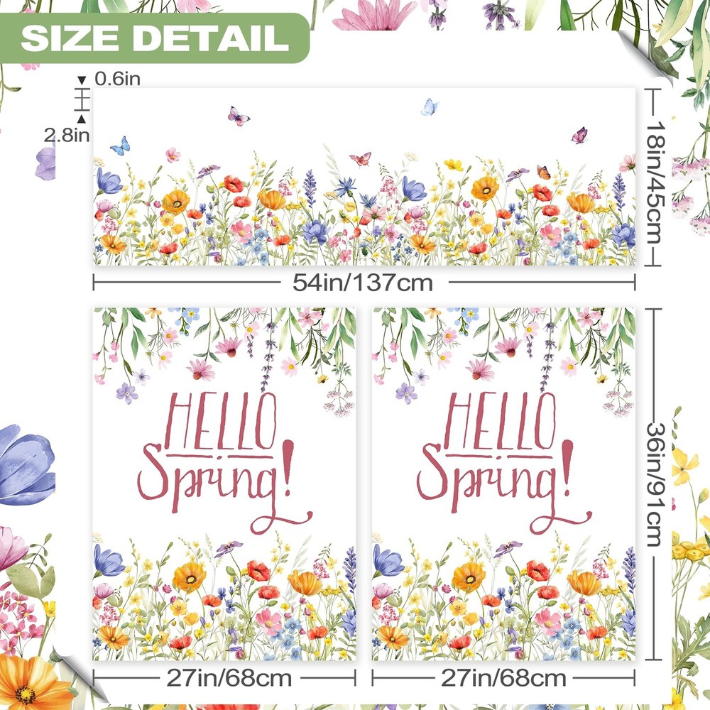 FUTBU Spring Florals Kitchen Curtains for Windows, Hello Spring Blooming Flow...