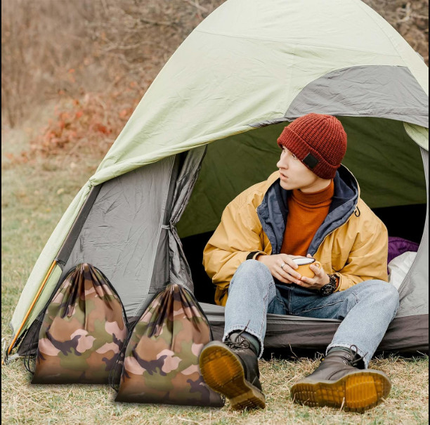 2PCS Camo Bag Drawstring Backpack Draw String 13.8 × 16.5 Inch....