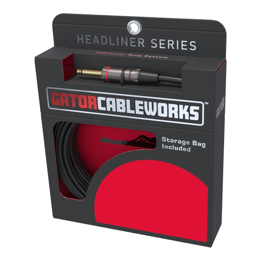 Gator Headliner Series Instrument to Transmitter Cable, 3ft Straight-Right-Angle