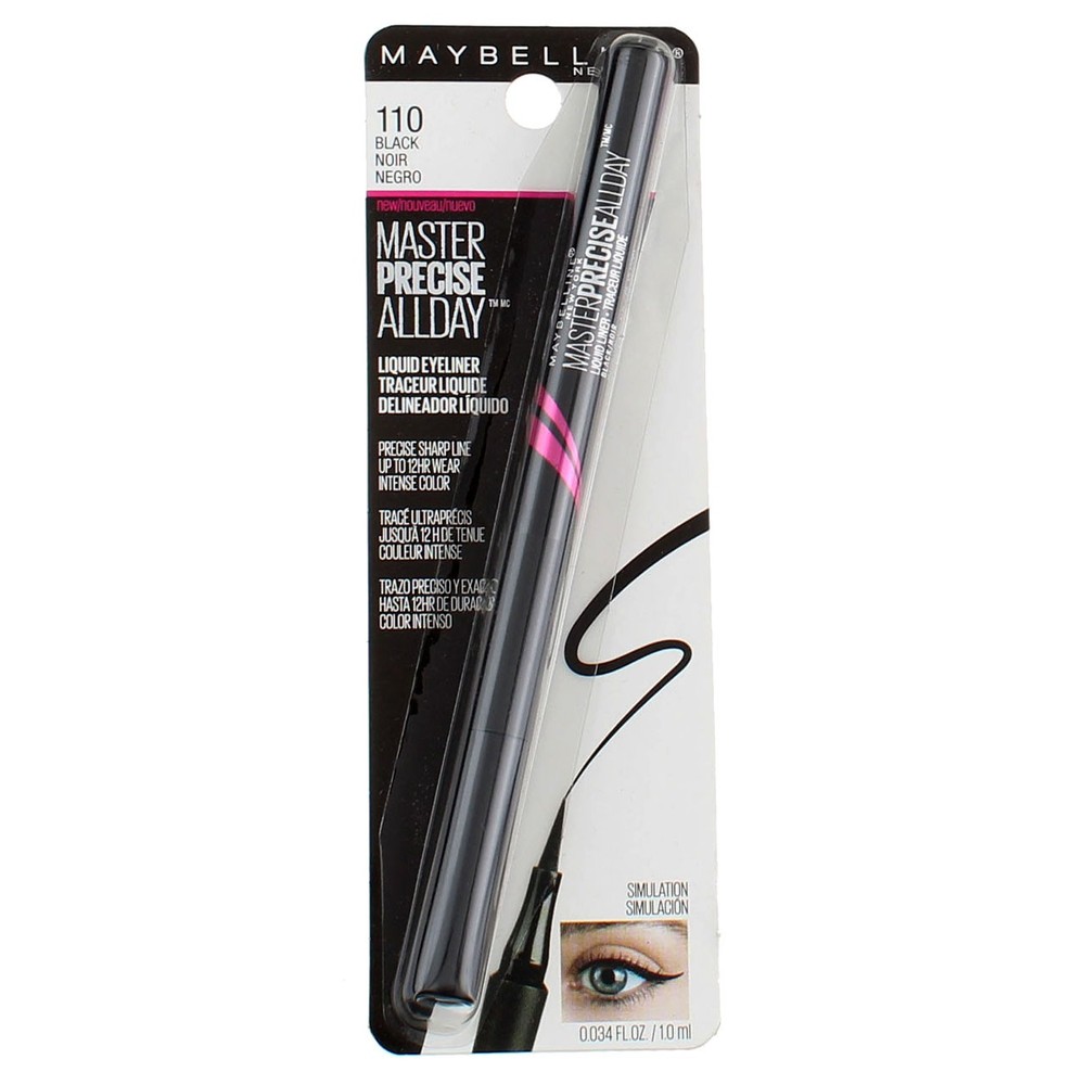 6 Pack Maybelline Master Precise Liquid Eyeliner, Black, 0.034 fl oz