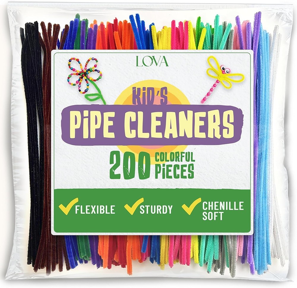 200 Pipe Cleaners Craft Multicolored Craft Pipe Cleaners Bulk, Chenille