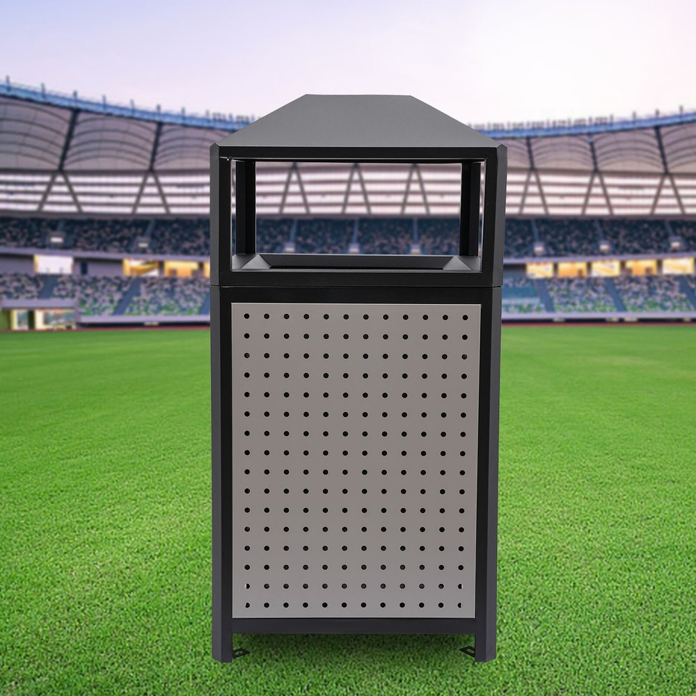Large 38 Gallon Outdoor Trash Can - Durable Galvanized Waste Container