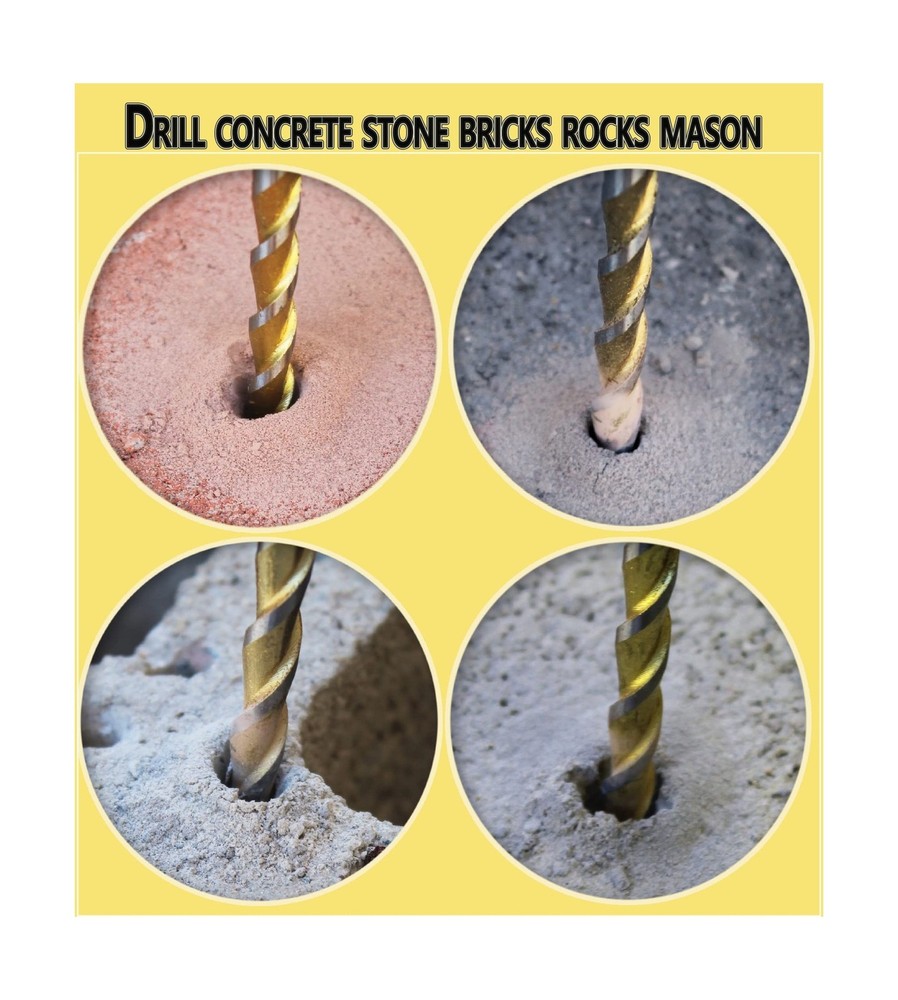 Masonry Drill Bit Set 5/16 in. Carbide Tip Golden Flute Drill Concr... Fast Ship