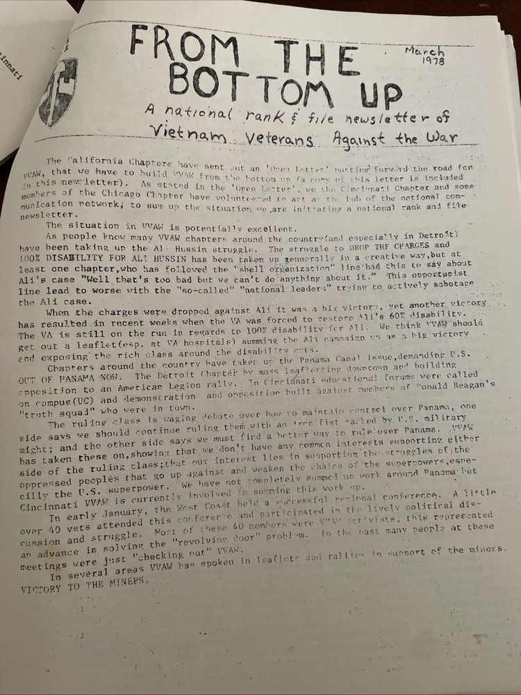 VVAW Guidon #65 + 1978 Internal Docs on Group Split, Rare Antiwar Ephemera