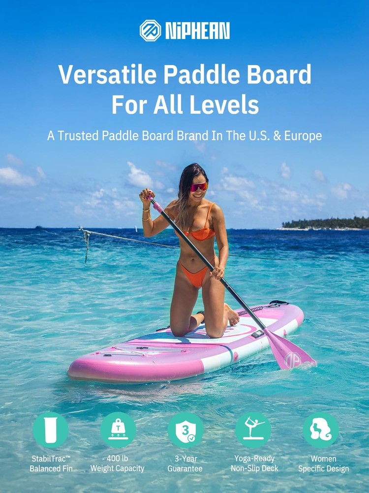 （Ultra-Light）Inflatable Paddle Board with (Beginner Friendly) StabilTrac Fin ...