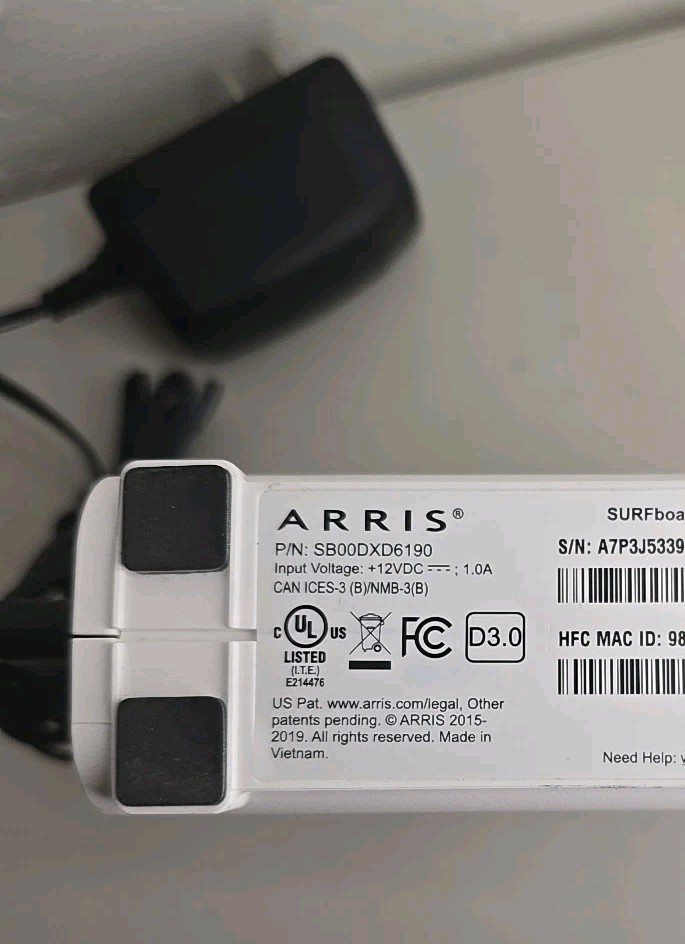 ARRIS SURFboard White SB6190 DOCSIS 3.0 Cable Modem internet computer 1.4gbps