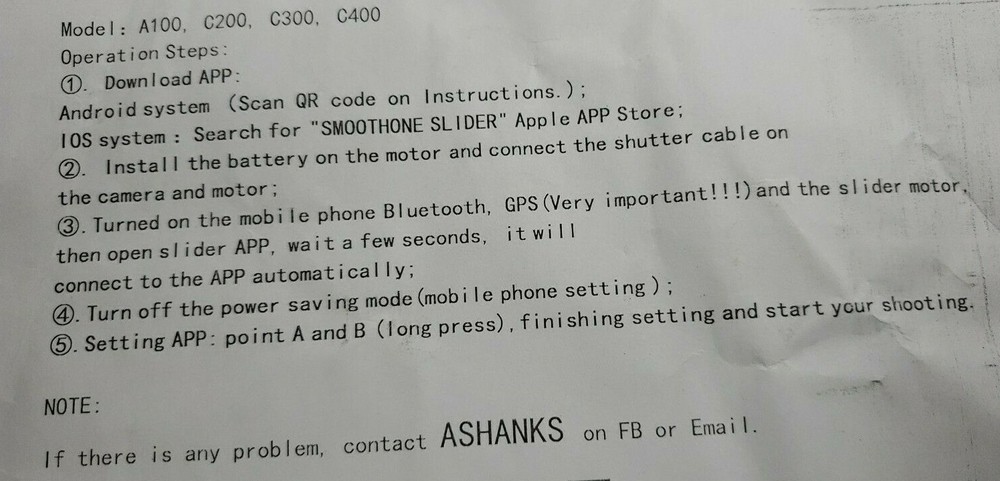 ASHANKS Motorized Camera Slider, APP Carbon Fiber SM00THONE C300