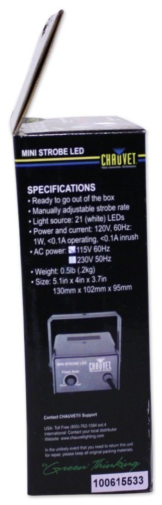 2 Chauvet DJ MINI STROBE LED Compact Strobe Lights With Austable Strobe Rate