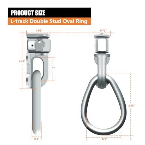 8Pack L Track Double Stud Tie Down Fitting with Pear Link L-Track 8DP Silver