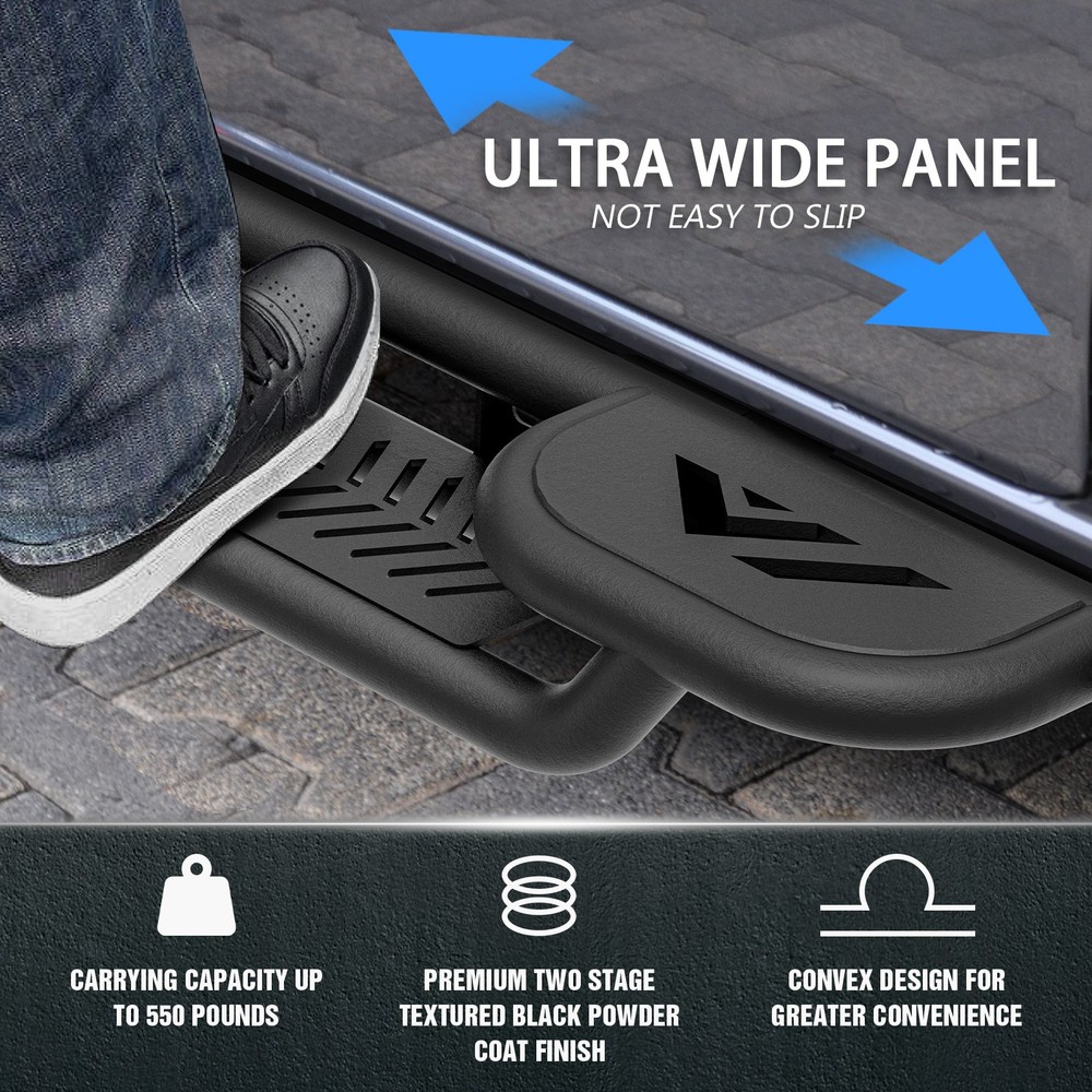 Running Boards Three Raised Steps For Silverado & Sierra 1500 Crew Cab 2007-2018