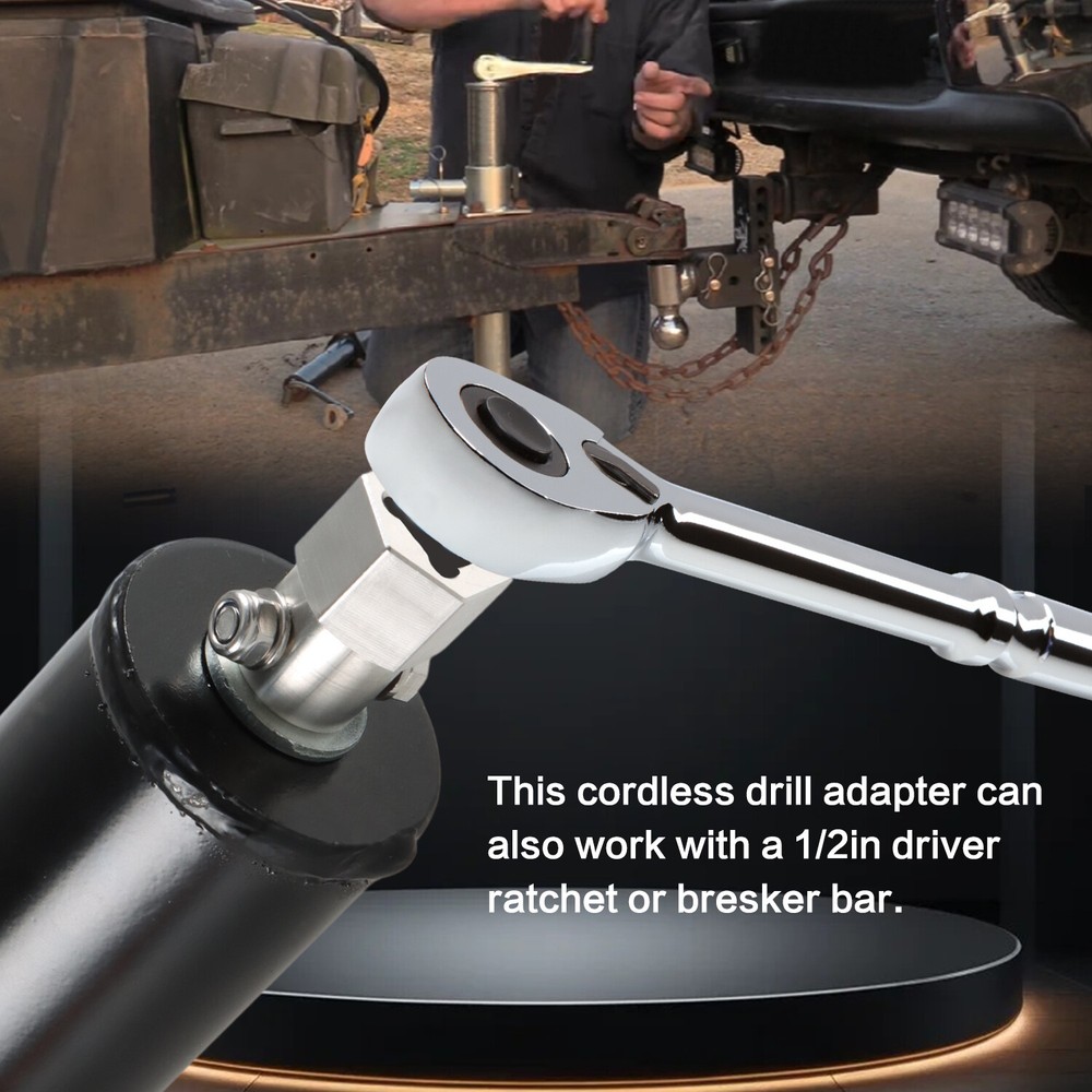 Top Wind Trailer Jack Crank Handle Cordless Drill Adapter 1/2Inch Socket Adapter