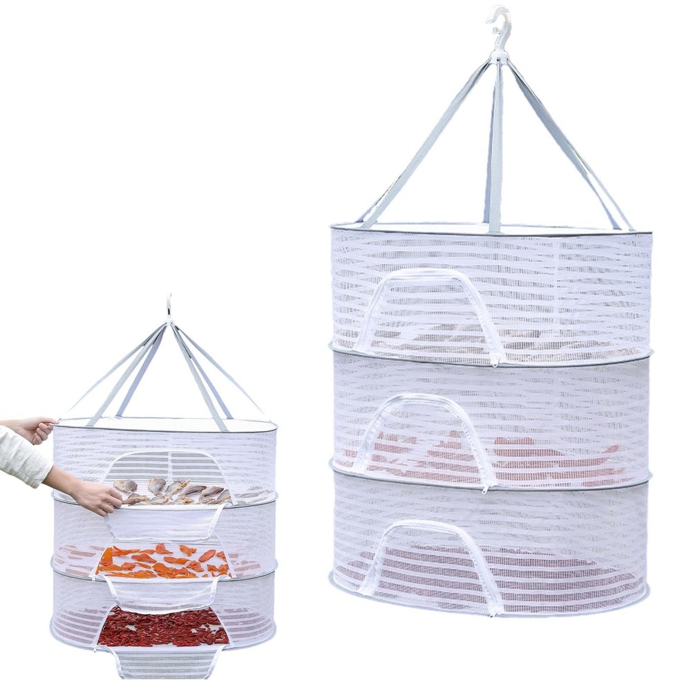 3 Layer Herb Drying Rack Foldable Hanging Mesh Net