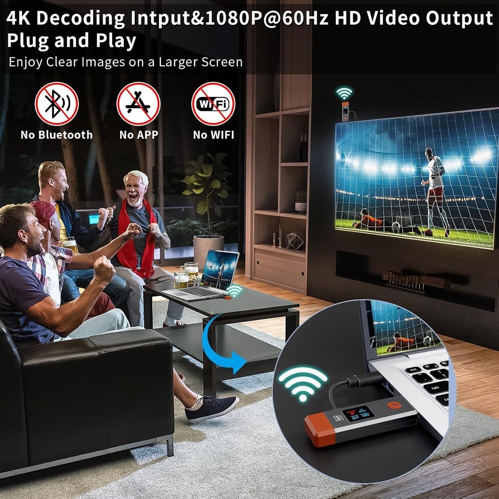 Portable Wireless HDMI Transmitter & Receiver - 1080P Output