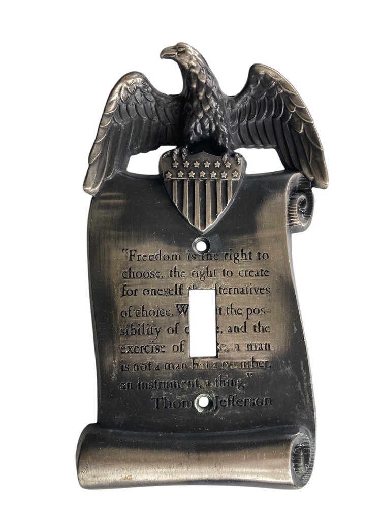 Brass Eagle Scroll Single Light Switch Plate Cover Thomas Jefferson GIM M.C. Co.