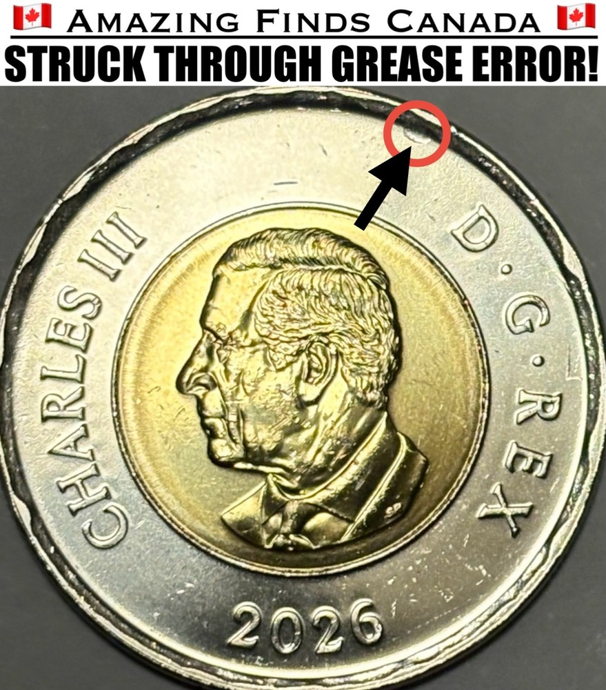 *ERROR* 2026 Canada $2 Dollar CN TOWER Coloured Toonie! STRIKE THROUGH ERROR UNC