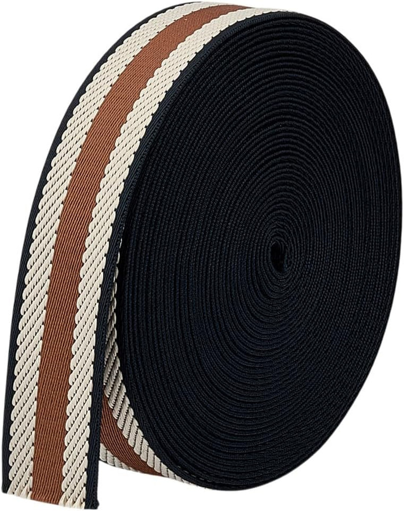 10 Yards White Camel Stripe Jacquard Webbing 1-1/2 Inch Polyester Nylon Webbing
