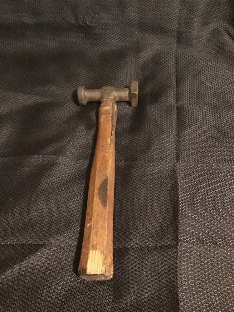 VINTAGE Auto Body Hammer - Square & Round Faces , Handle Has Cracks And Chips